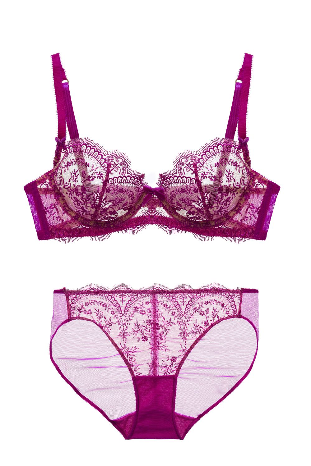 Severine Unlined Bra and Bikini Set Rubine