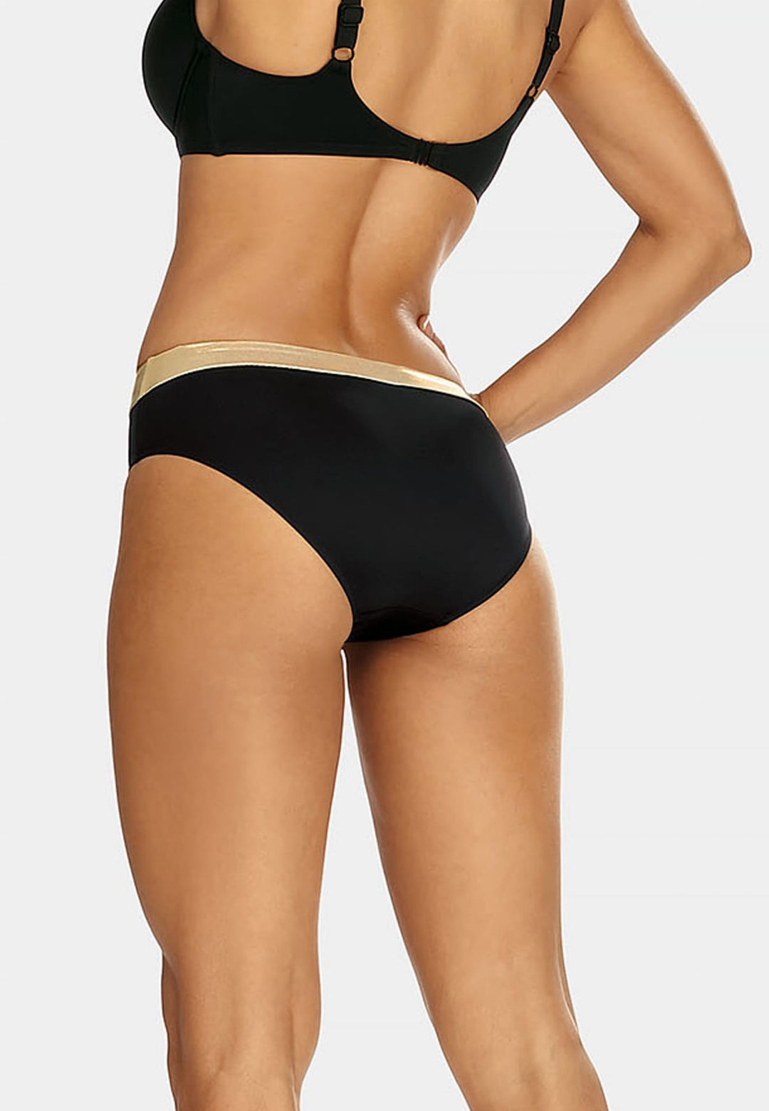 Luxury Swimwear F111 Full Bikini Bottom Black/Gold