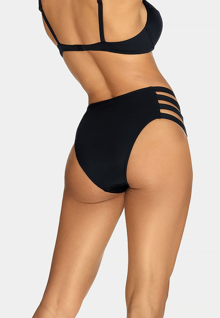 Luxury Swimwear F202 High Waist Bikini Bottom Black