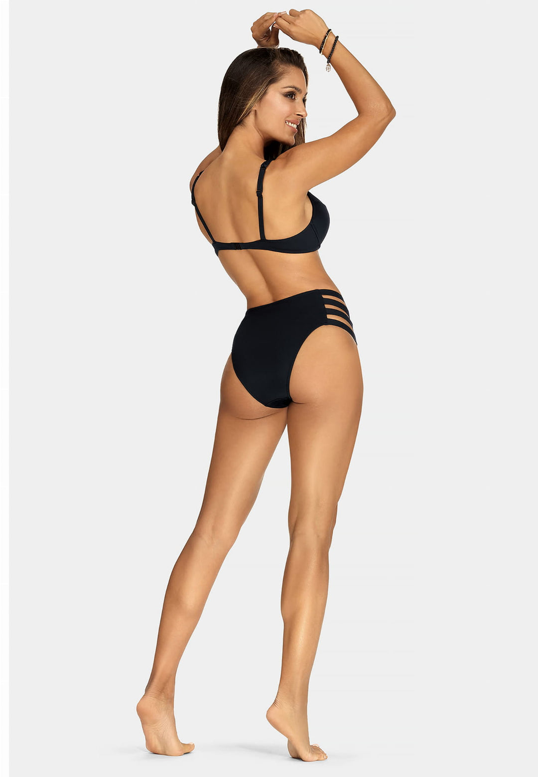 Luxury Swimwear F202 High Waist Bikini Bottom Black