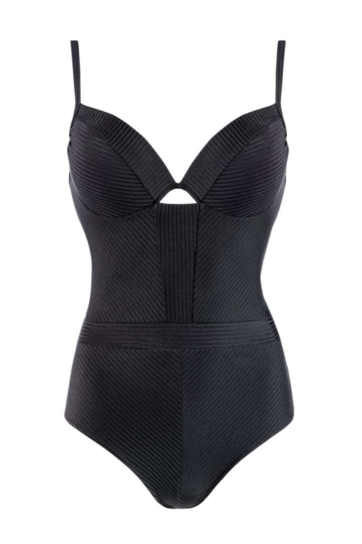 Luxury Swimwear F28B Push-up Underwire One Piece Bikini Body Black