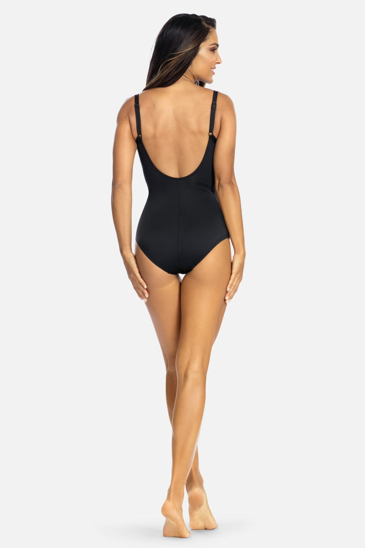 Luxury Swimwear F30 Slimming One Piece Swimsuit Black/Silver