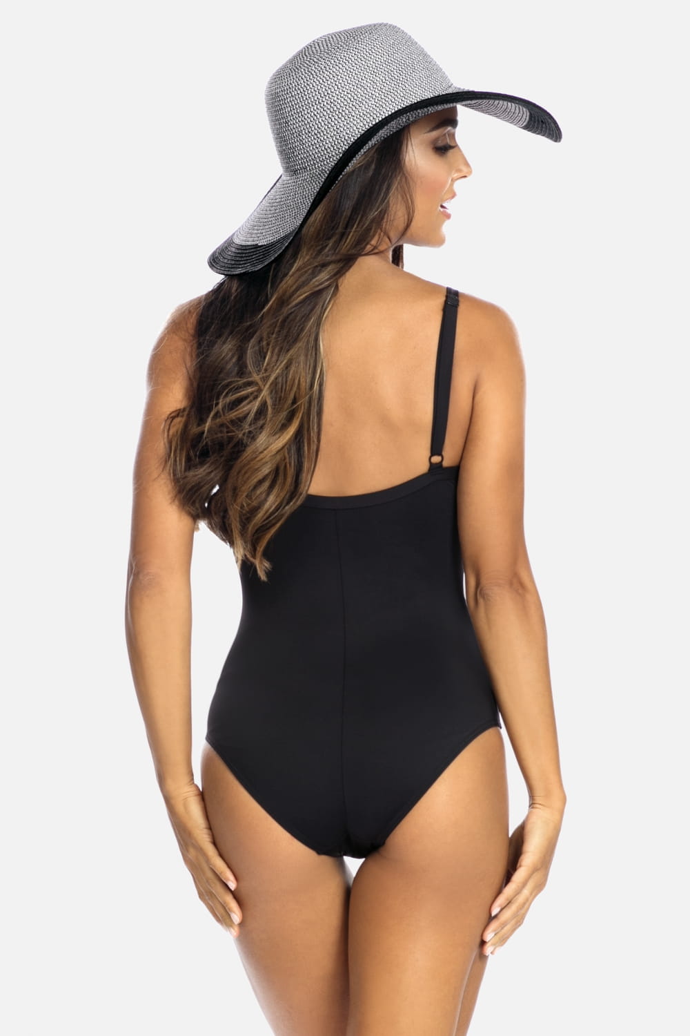 Luxury Swimwear F31 Slimming One Piece Swimsuit Black/Silver