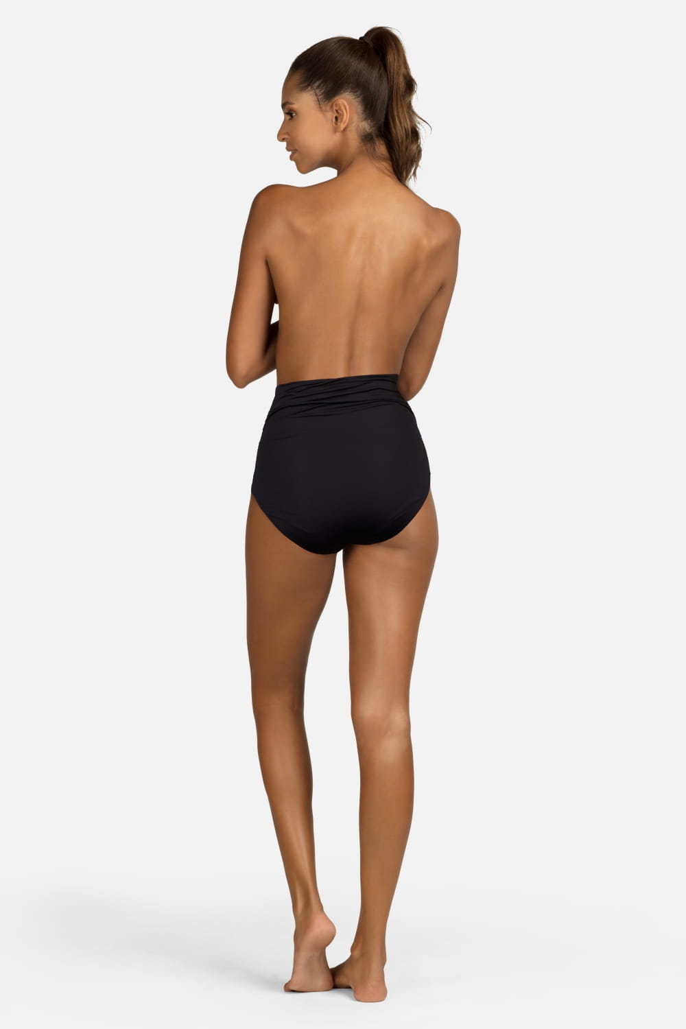 Luxury Swimwear F46 High Waist Bikini Bottom Black