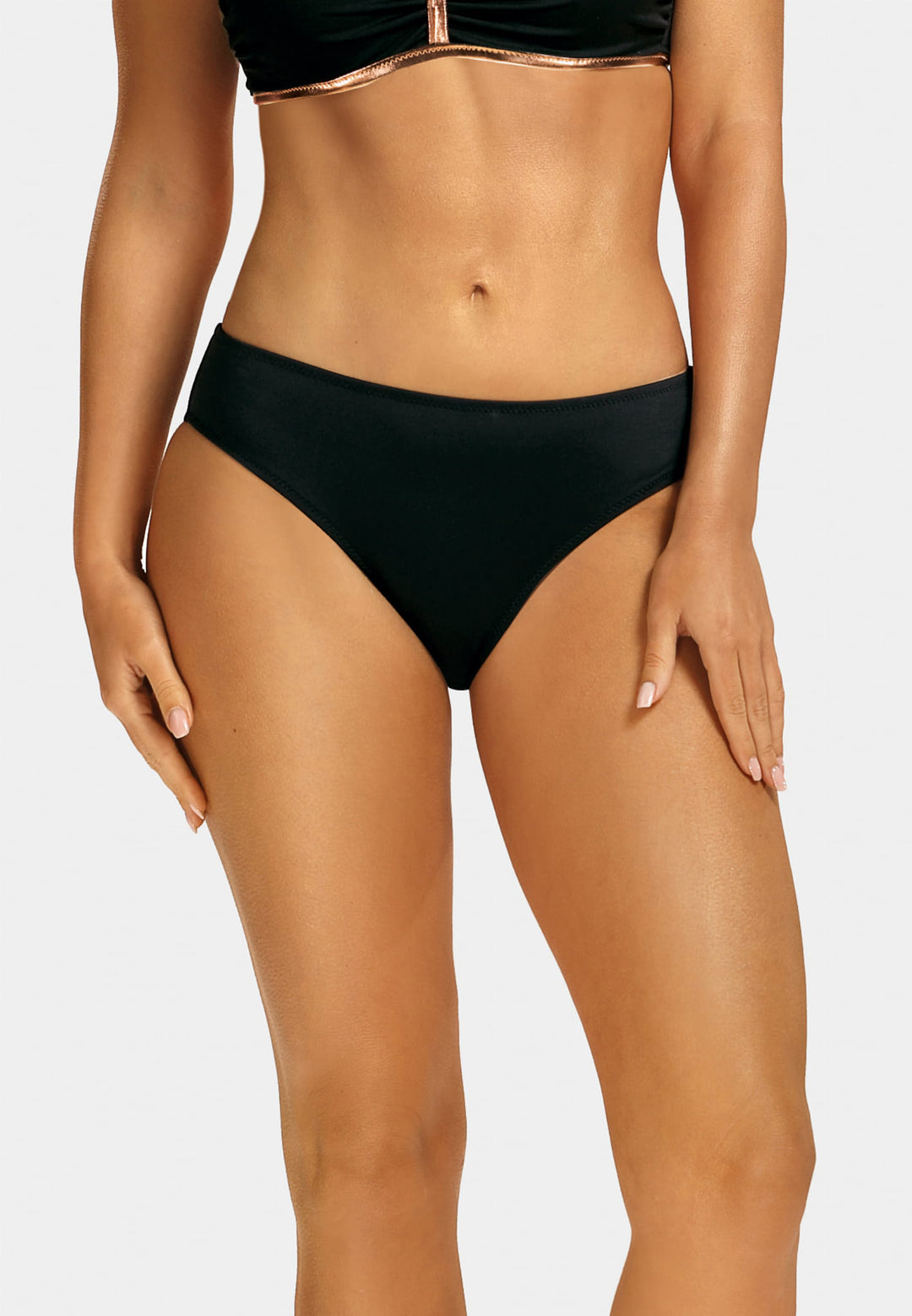Luxury Swimwear F47 Full Bikini Bottom Black