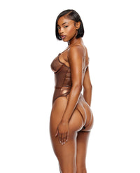 Forplay Liquid Metal Metallic Mesh Teddy - Copper