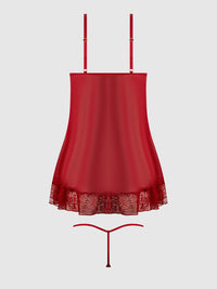 Kiki Lace Babydoll Set Crimson Red