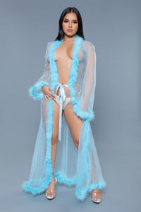 Burlesque BeWicked Marabou Robe Turquoise