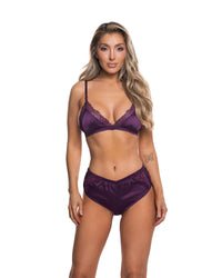 Satin Essentials Bralette Lounge Set Purple