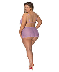 Magic Silk Girl Next Door Strappy Bralette Flirty Thong Skirt Bra Set Lilac