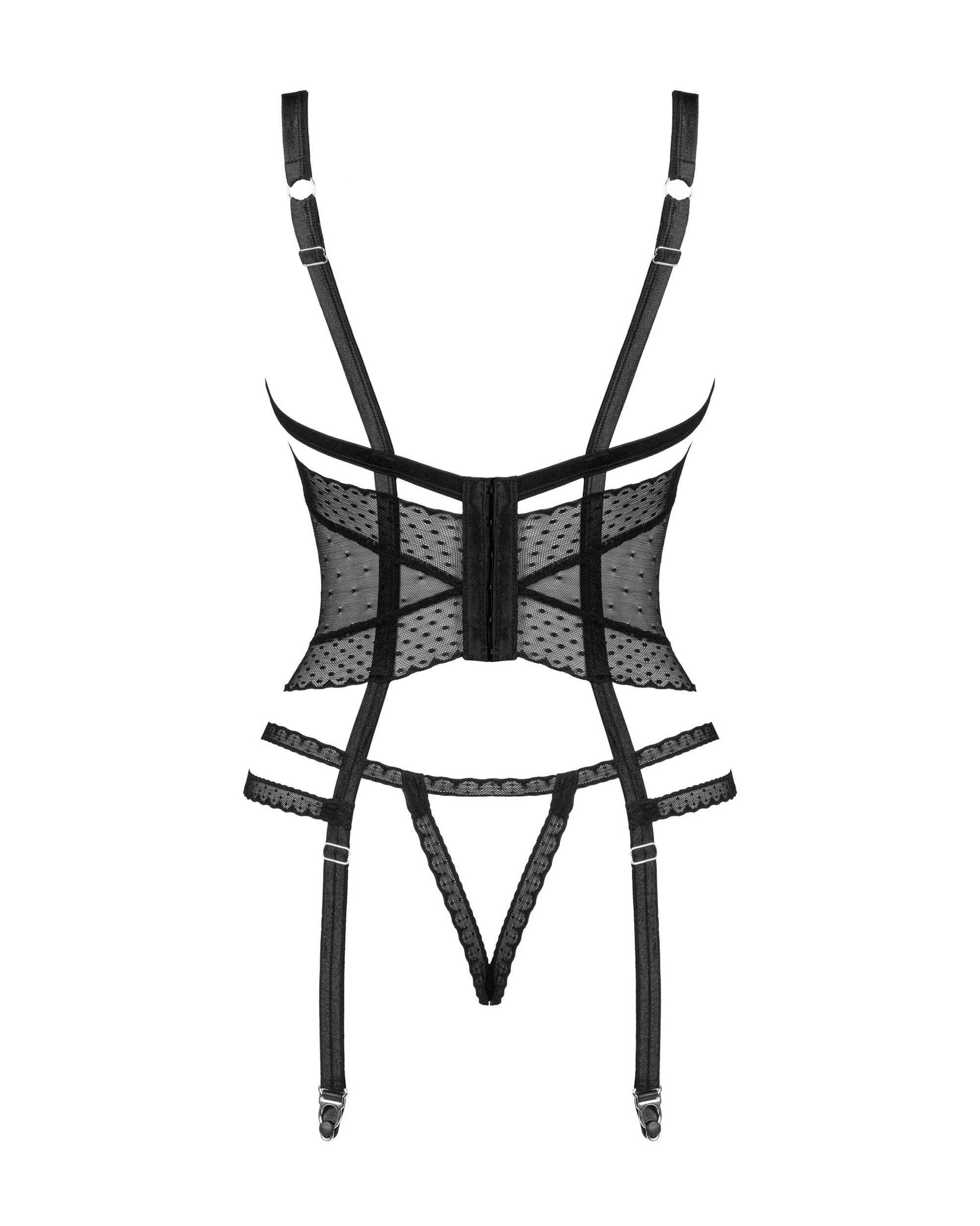 Obsessive Lanelia Open Cups Shelf Corset and Crotchless Thong Set