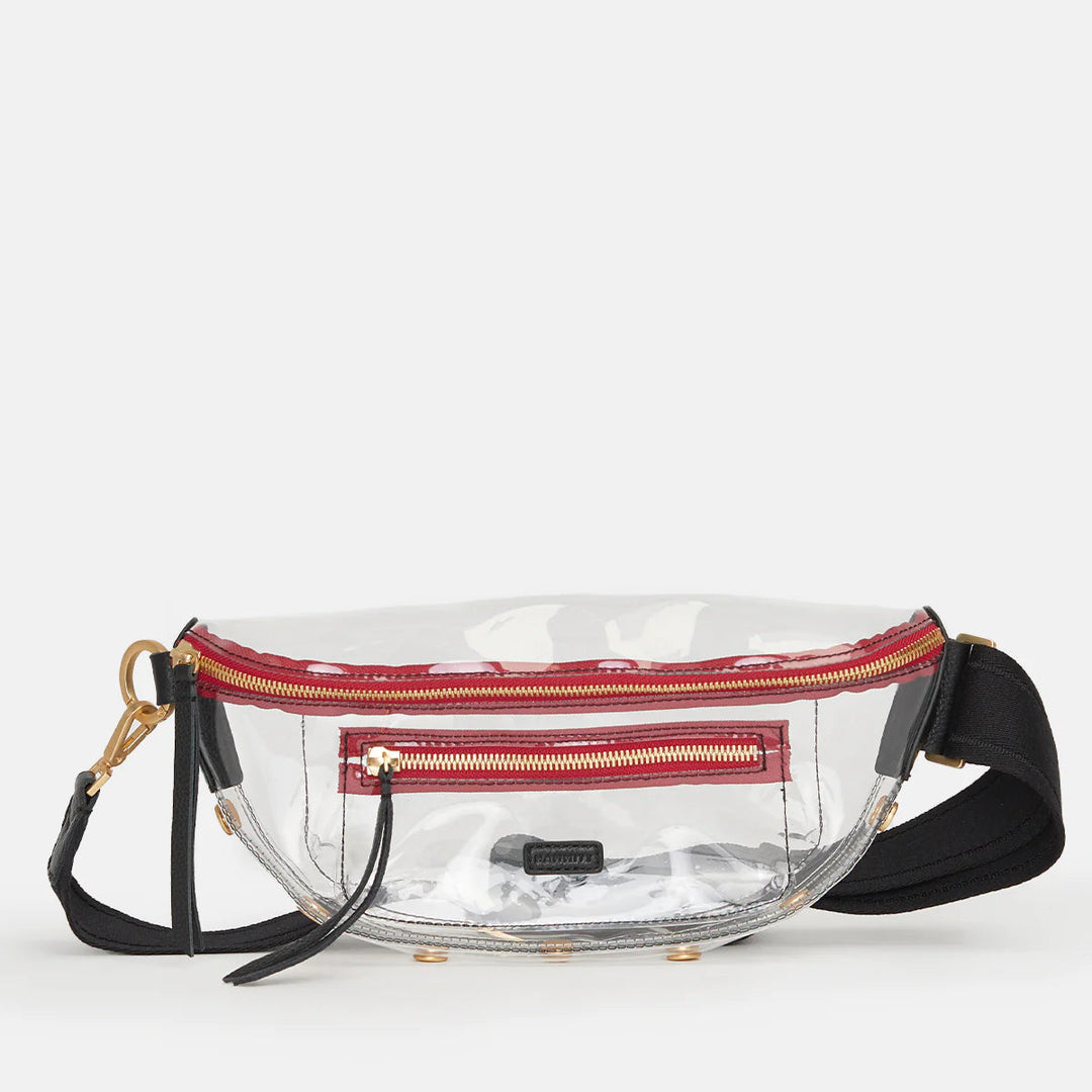 Charles Small Leather Crossbody Bag Clear Black/Brushed Gold Red Zip-Hammitt-Rebel Romance