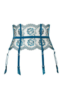 Dita Von Teese Evelina High Waisted Suspender Belt Ocean Blue