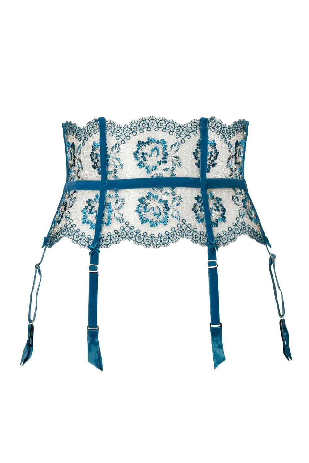 Dita Von Teese Evelina High Waisted Suspender Belt Ocean Blue