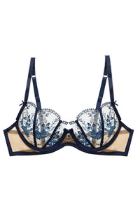 Dita Von Teese Femmoiselle Sheer Mesh Unlined Bra Queen's Blue