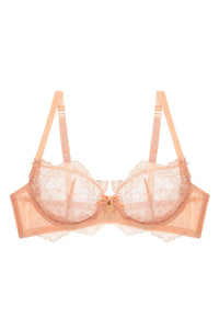 Dita Von Teese Lurex Lace Unlined Bra Vintage Peach