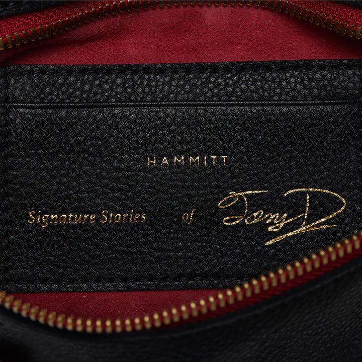 Tony Med Signature Crossbody Leather Handbag Black/Brushed Gold Red Zip-Hammitt-Rebel Romance