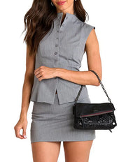 Dillon Sml Leather Crossbody Clutch Bag Midnight Marquise Black/Gunmetal