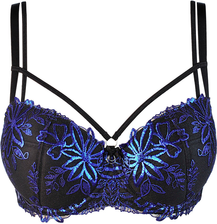 Brilliance Embroidery Padded Balconette Bra Blue Shimmer