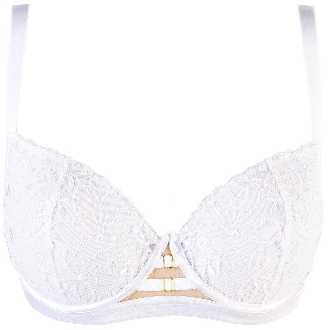 Axami 10561 Sheer Embroidery Unlined Bra White Angel