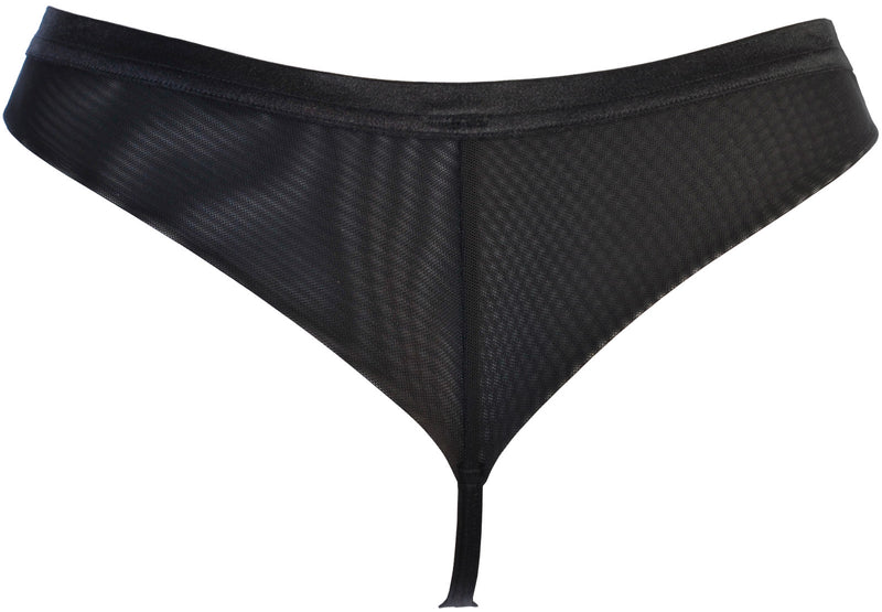 Axami Timeless Shimmering Embroidery Sheer String Panty Black