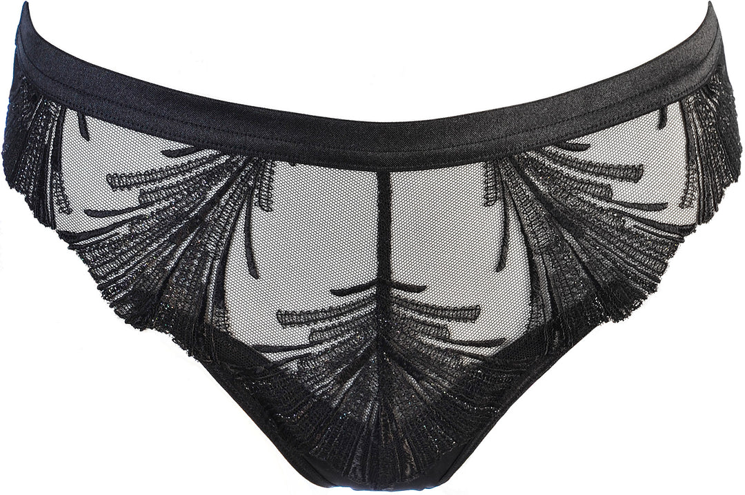 Axami Timeless Shimmering Embroidery Sheer String Panty Black-Rebel Romance