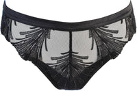 Axami Timeless Shimmering Embroidery Sheer String Panty Black