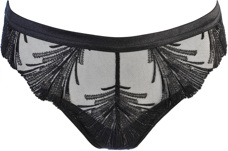 Axami Timeless Shimmering Embroidery Sheer String Panty Black