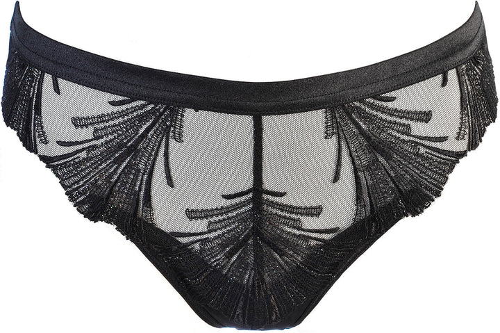 Axami 10738 Shimmering Embroidery Sheer String Panty Black