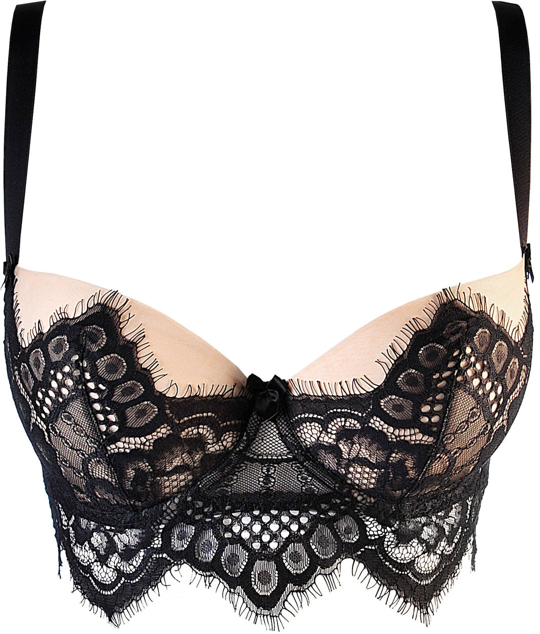 Noir Eyelash Lace Bustier Bra