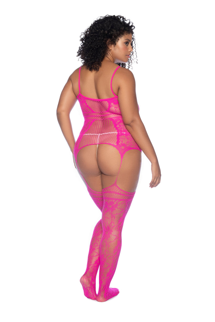 Mapale Queen Valentine Pretty in Pink Fishnet Bodystocking-Rebel Romance