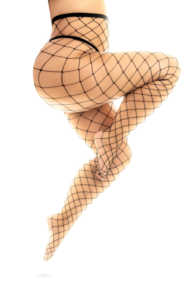 Mapale Fence Net Pantyhose Tights Black One Size Curvy-Rebel Romance