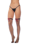 Mapale Diamond Fishnet Thigh Highs with Plaid Bows Black-Rebel Romance