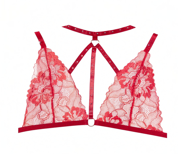 Allure Lingerie Margot Bralette & Crotchless Panty Set Red