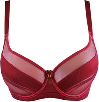 Axami Sheer Stripe Unlined Bra Deep Burgundy