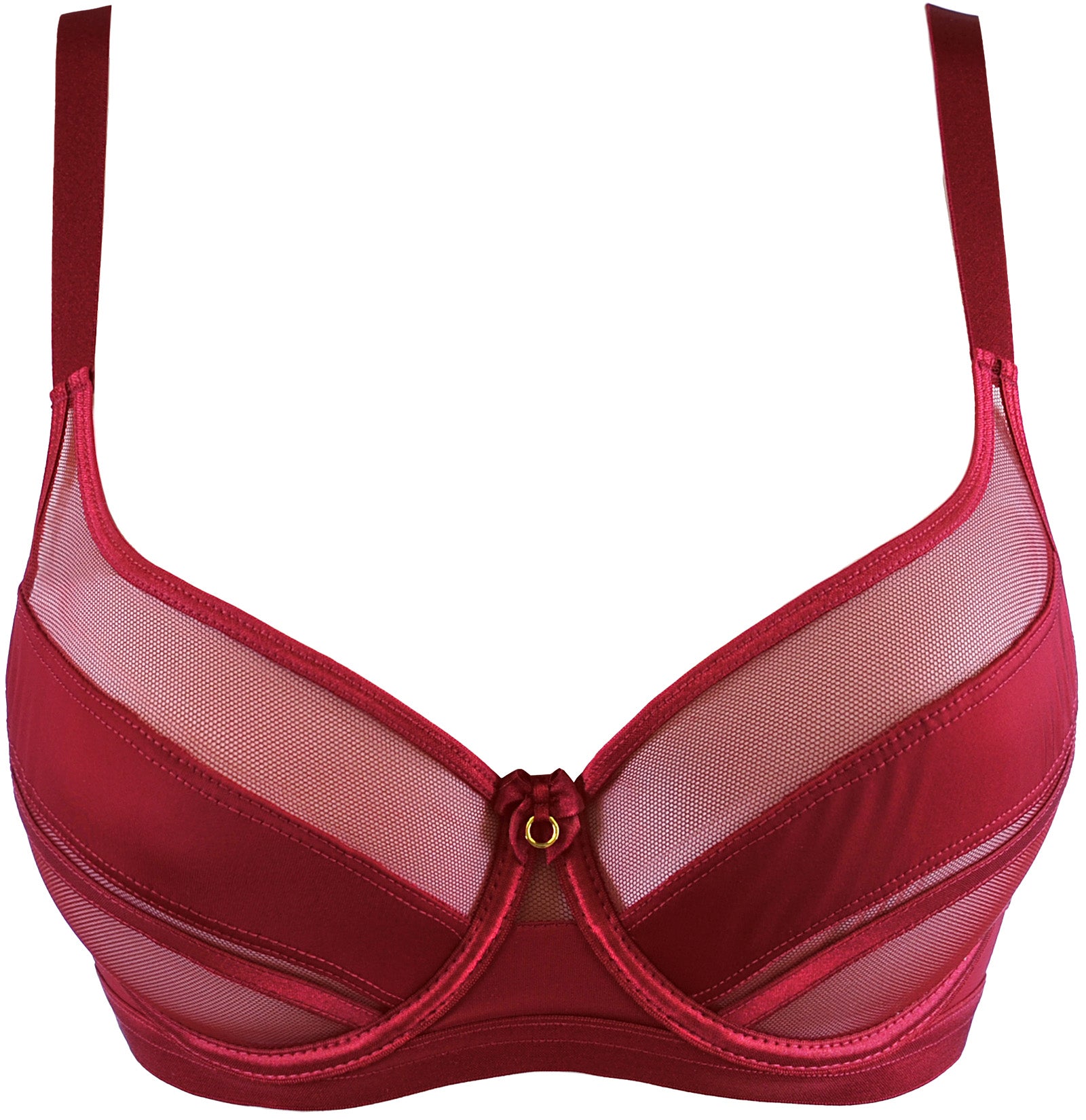 Axami Sheer Stripe Unlined Bra Deep Burgundy