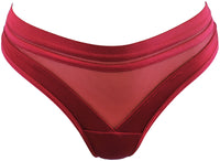 Axami Sheer Stripe Brazilian Thong Deep Burgundy