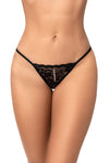 Sexy Lace Thong Delicate Hanging Pearl Detail Black