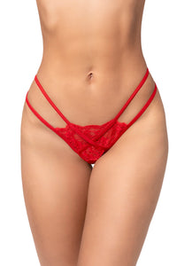 Seductive Strappy Lace Thong Red