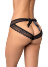 Playful Wrap Yourself Gift Open Back Flirty Bow Panty Black