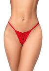 Adjustable Openable Classic Lace Thong Red