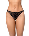 Lace Thong with Bold Chain Details Black