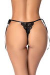 Lace Peek-a-boo Thong Flirty Side Ties Black