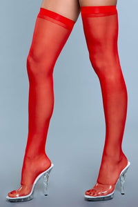 BeWicked Best Behavior Thigh Highs Sheer Red