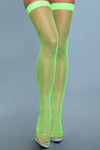 BeWicked Nylon Fishnet Thigh Highs Neon Green