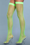 BeWicked Nylon Fishnet Thigh Highs Neon Green