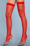 BeWicked Nylon Fishnet Thigh Highs Red