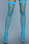 BeWicked Nylon Fishnet Thigh Highs Turquoise