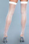 BeWicked Nylon Fishnet Thigh Highs White