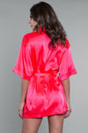 BeWicked Satin Getting Ready Robe Hot Pink